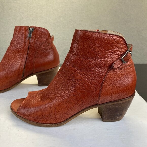 Matisse Folk Brick Red Leather Peep Toe Booties Boots Shoes Lulus Size 8M - Picture 1 of 16